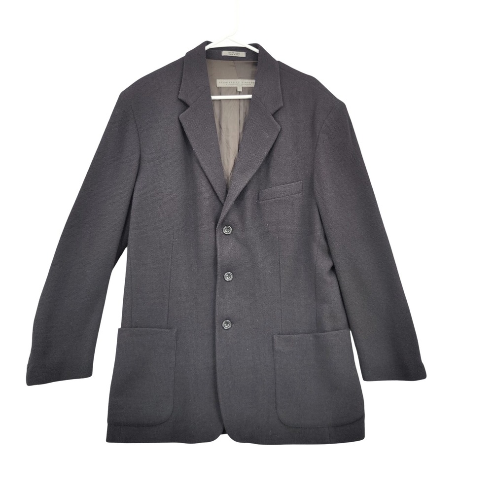 Le Collezioni Mens Dark Academia Old Money Wool Blazer L Jacket Black Italian